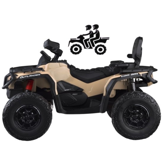 JOKO Elektrická Štvorkolka CAN-AM OUTLANDER 4x200W 24V, Dvojmiestne Kožené sedadlo, Nosnosť 50kg, LCD panel, FM rádio, Penové ko