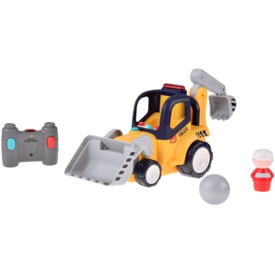 Hola Toys RC Bager, buldozér 30cm na diaľkové ovládanie pre najmenších 2v1 so svetlom a zvukom
