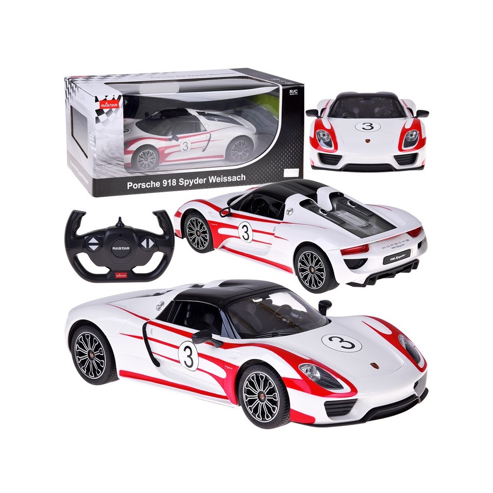 Rastar RC Auto Porsche 918 Spyder diaľkové ovládanie s LED svetlom 1:14, biele