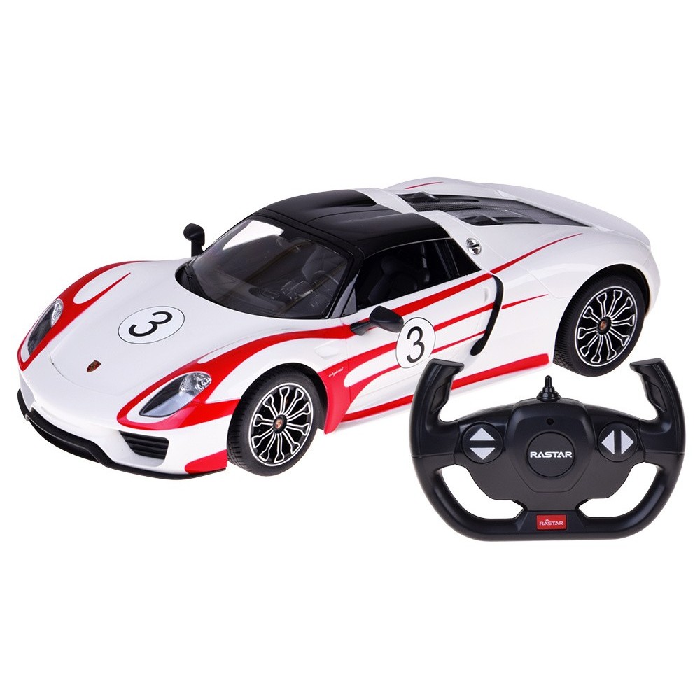 Rastar RC Auto Porsche 918 Spyder diaľkové ovládanie s LED svetlom 1:14, biele