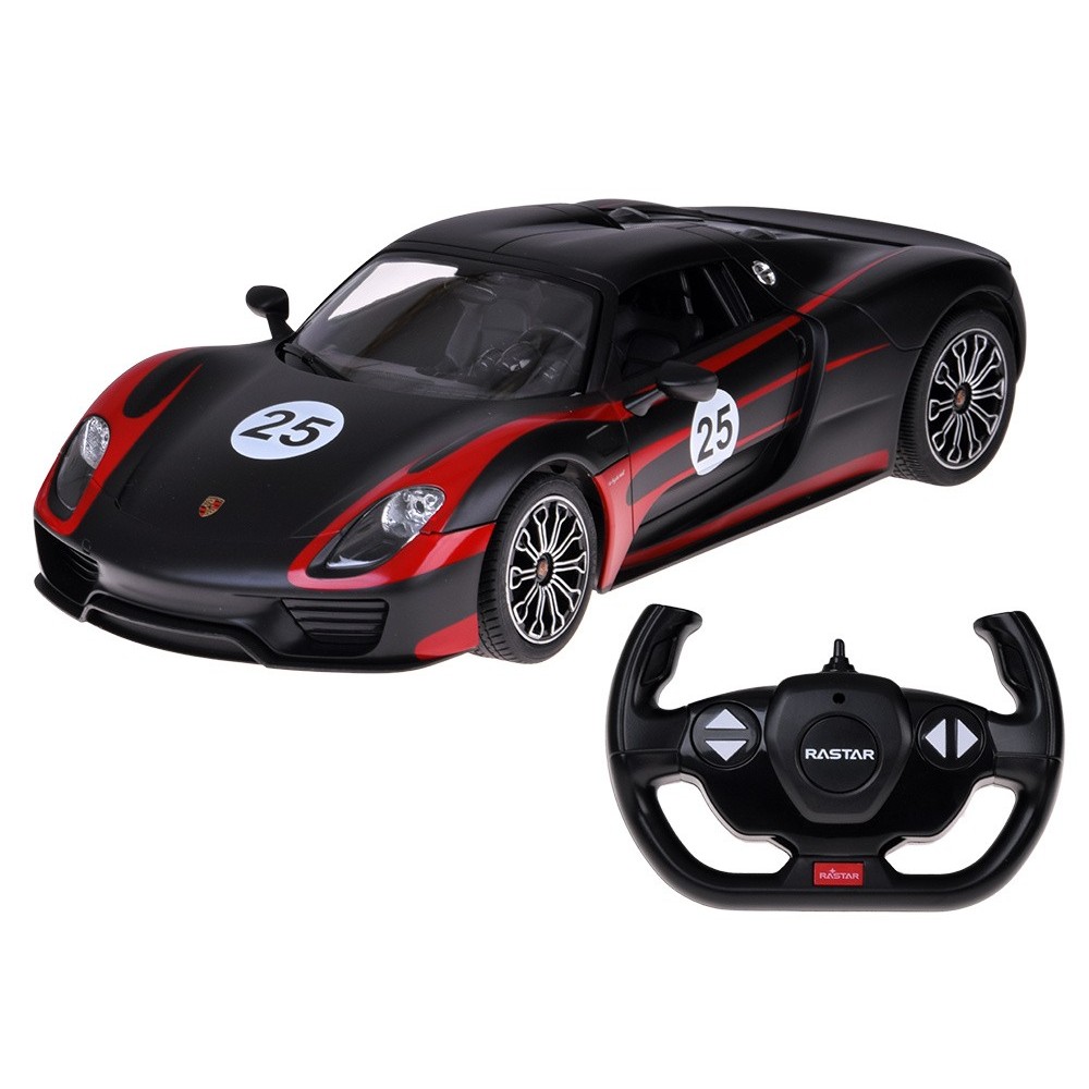 Rastar RC Auto Porsche 918 Spyder diaľkové ovládanie s LED svetlom 1:14, čierne