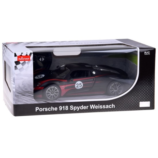 Rastar RC Auto Porsche 918 Spyder diaľkové ovládanie s LED svetlom 1:14, čierne