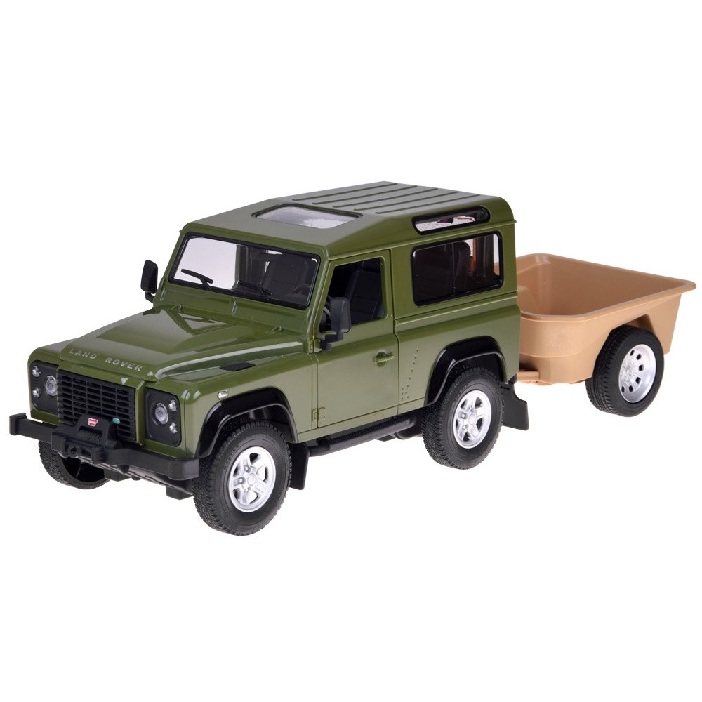 Rastar RC Auto Land Rover Defender s vlečkou na diaľkové ovládanie + LED svetlo, zelené