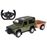 Rastar RC Auto Land Rover Defender s vlečkou na diaľkové ovládanie + LED svetlo, zelené