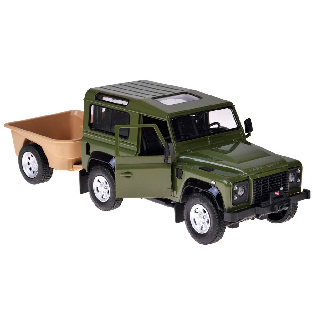 Rastar RC Auto Land Rover Defender s vlečkou na diaľkové ovládanie + LED svetlo, zelené