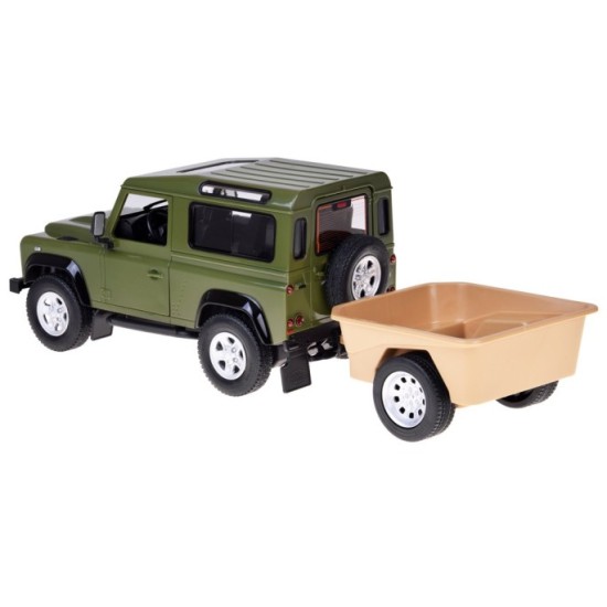 Rastar RC Auto Land Rover Defender s vlečkou na diaľkové ovládanie + LED svetlo, zelené