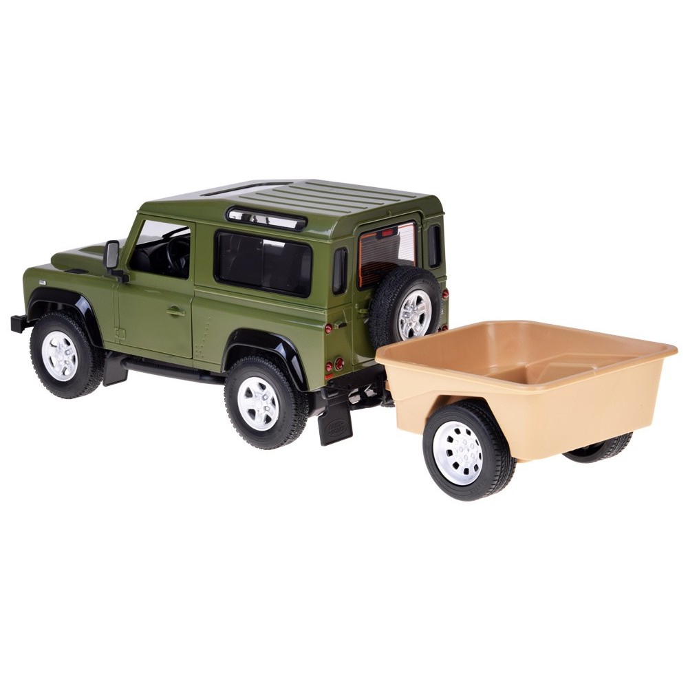 Rastar RC Auto Land Rover Defender s vlečkou na diaľkové ovládanie + LED svetlo, zelené