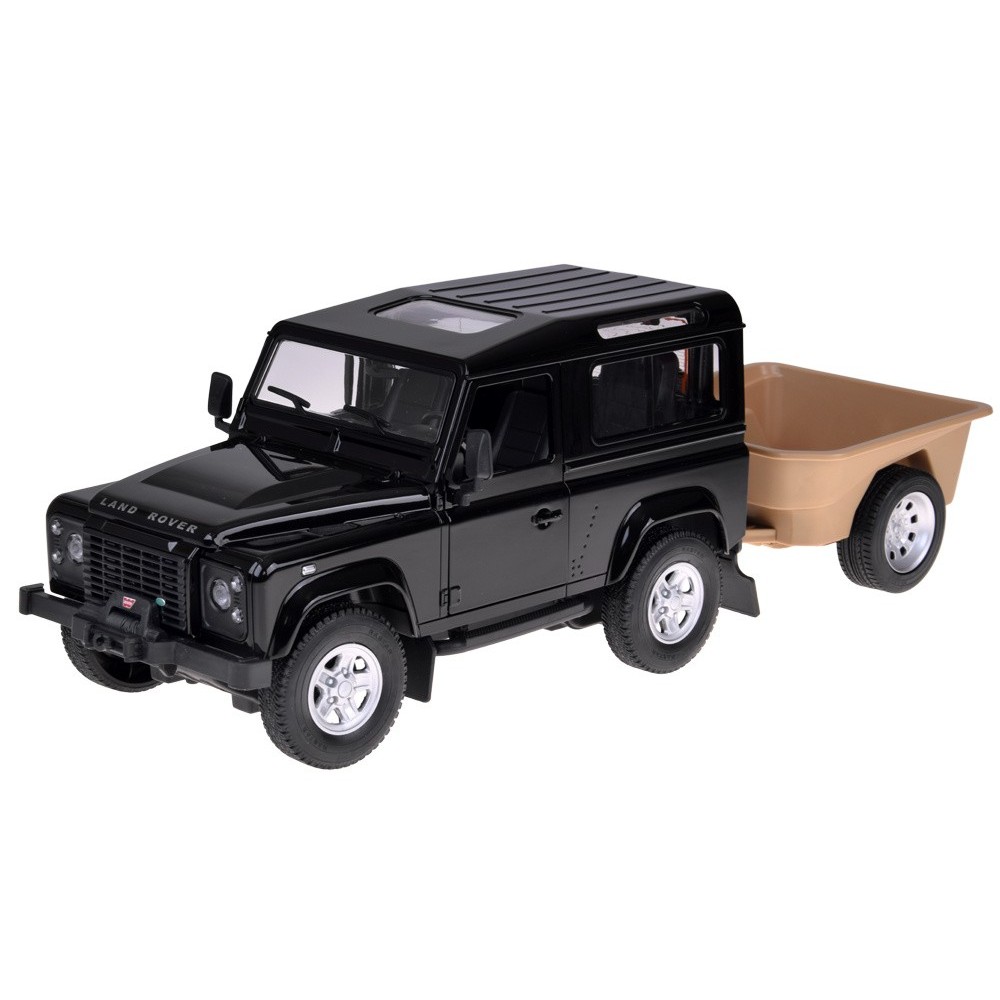 Rastar RC Auto Land Rover Defender s vlečkou na diaľkové ovládanie + LED svetlo, čierne