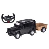 Rastar RC Auto Land Rover Defender s vlečkou na diaľkové ovládanie + LED svetlo, čierne