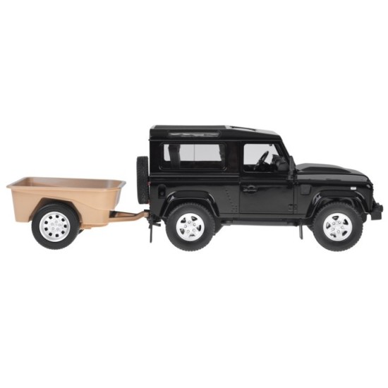 Rastar RC Auto Land Rover Defender s vlečkou na diaľkové ovládanie + LED svetlo, čierne