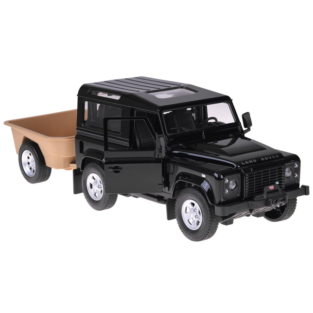 Rastar RC Auto Land Rover Defender s vlečkou na diaľkové ovládanie + LED svetlo, čierne
