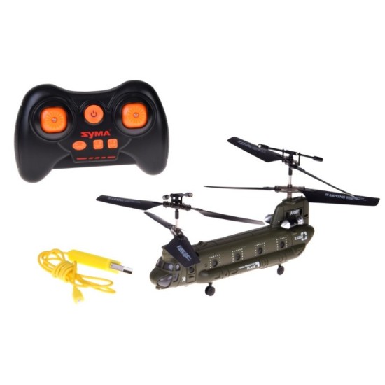Syma RC Vojenský transportný RC vrtuľník Chinook S026H s GYROSKOPOM na diaľkové ovládanie, zelený