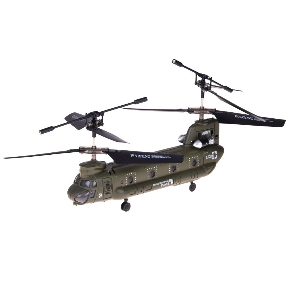 Syma RC Vojenský transportný RC vrtuľník Chinook S026H s GYROSKOPOM na diaľkové ovládanie, zelený