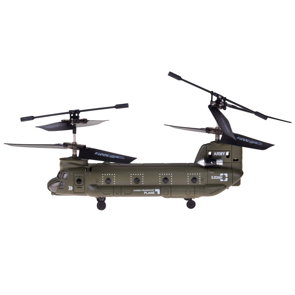 Syma RC Vojenský transportný RC vrtuľník Chinook S026H s GYROSKOPOM na diaľkové ovládanie, zelený