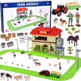 JOKO Veľká Sada Farma so zvieratkami, otváracia strecha na Stodole, silo na obilie + Traktor s vlečkou