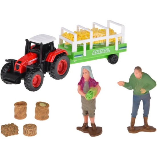JOKO Veľká Sada Farma so zvieratkami, otváracia strecha na Stodole, silo na obilie + Traktor s vlečkou