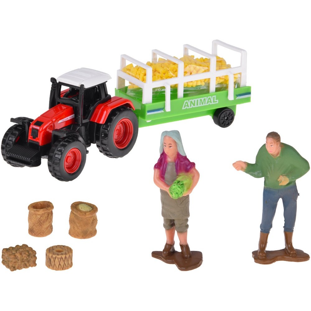 JOKO Veľká Sada Farma so zvieratkami, otváracia strecha na Stodole, silo na obilie + Traktor s vlečkou