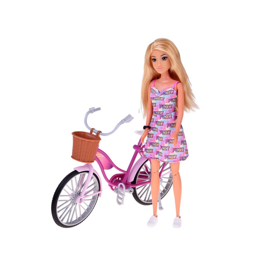 JOKO Bábika s bicyklom, ružová