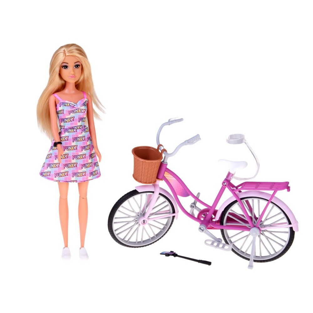JOKO Bábika s bicyklom, ružová