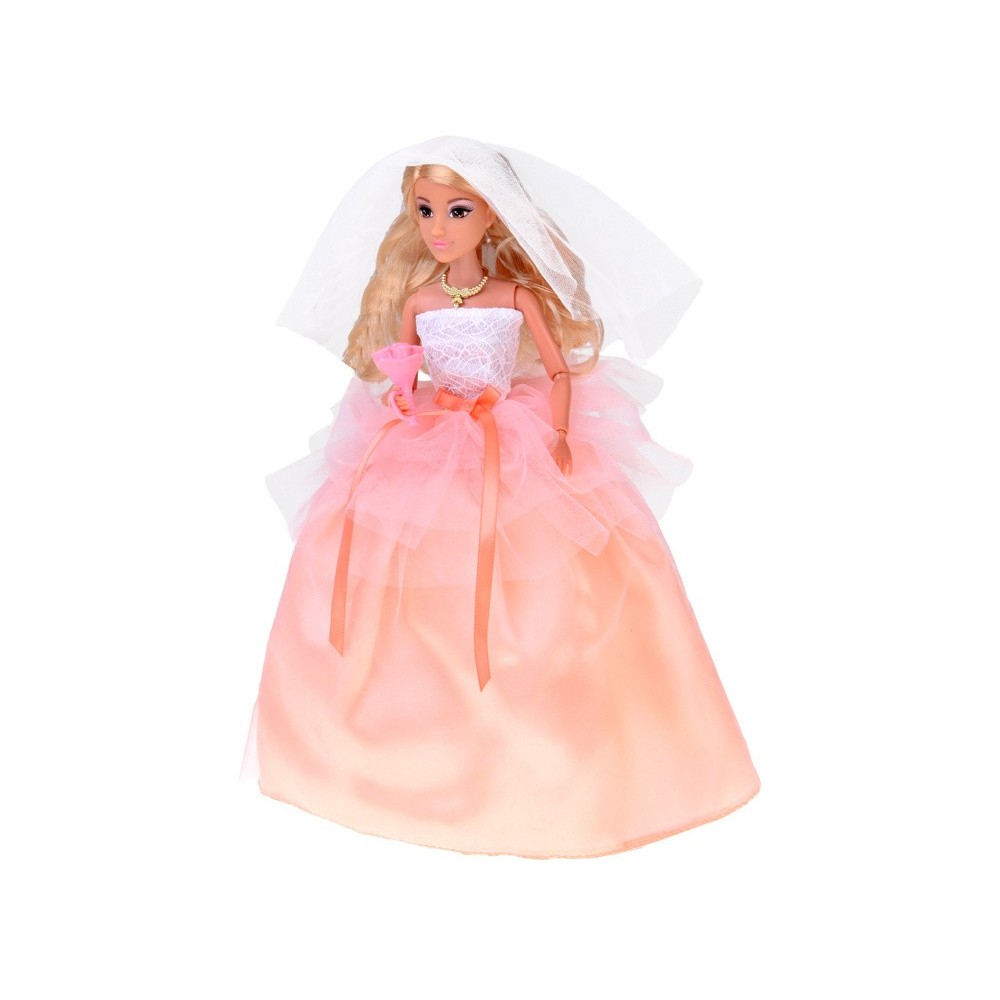 Anlily Bábika Nevesta v svadobných šatách s kyticou a závojom Wedding Collection