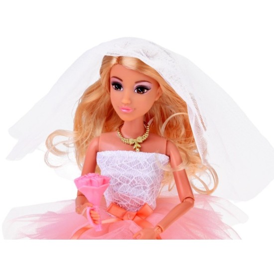 Anlily Bábika Nevesta v svadobných šatách s kyticou a závojom Wedding Collection