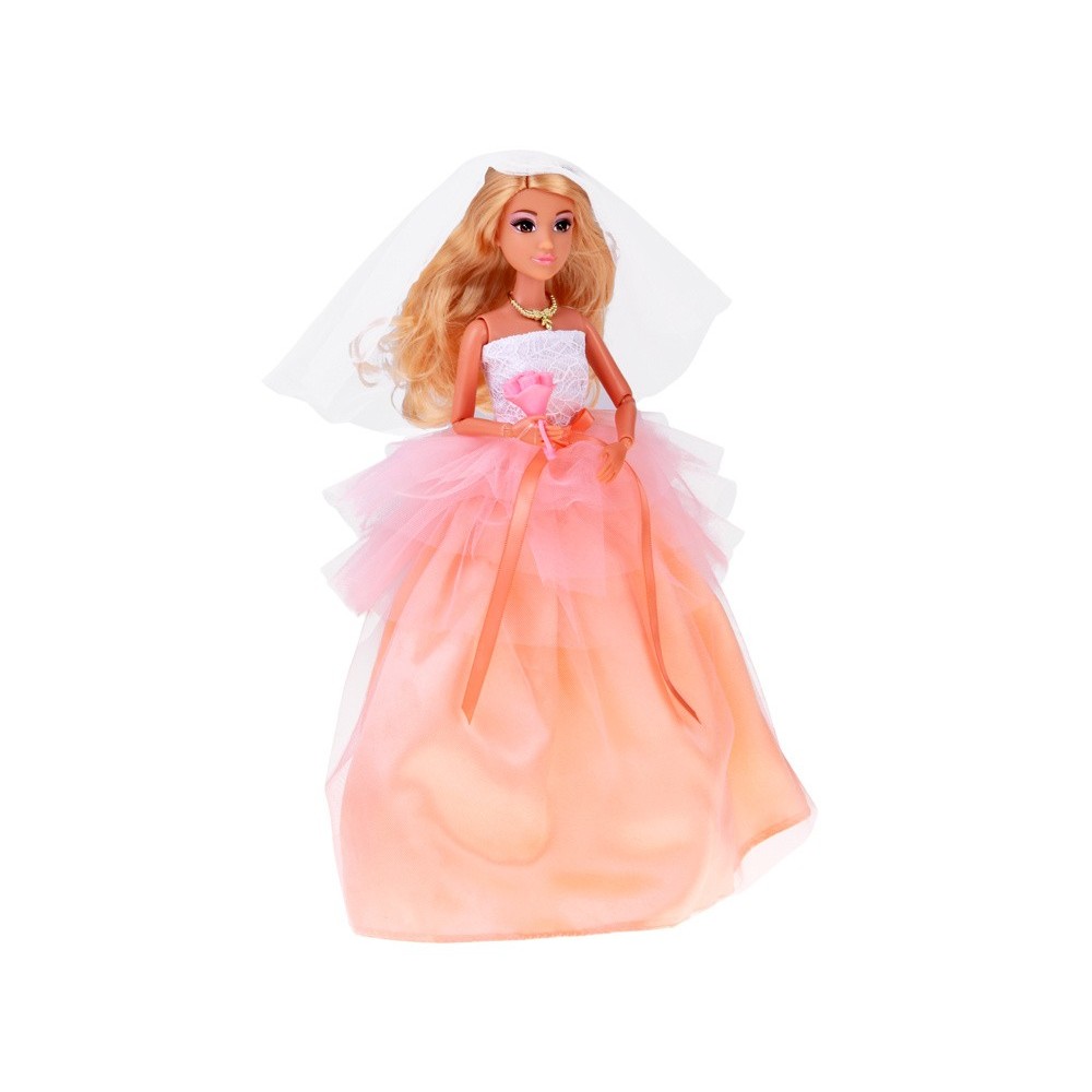 Anlily Bábika Nevesta v svadobných šatách s kyticou a závojom Wedding Collection