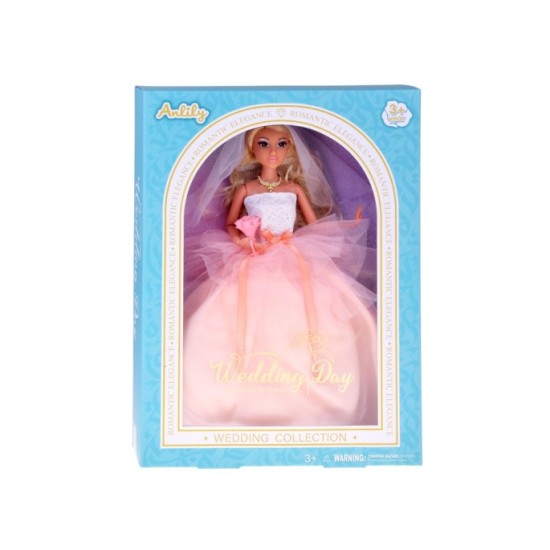 Anlily Bábika Nevesta v svadobných šatách s kyticou a závojom Wedding Collection