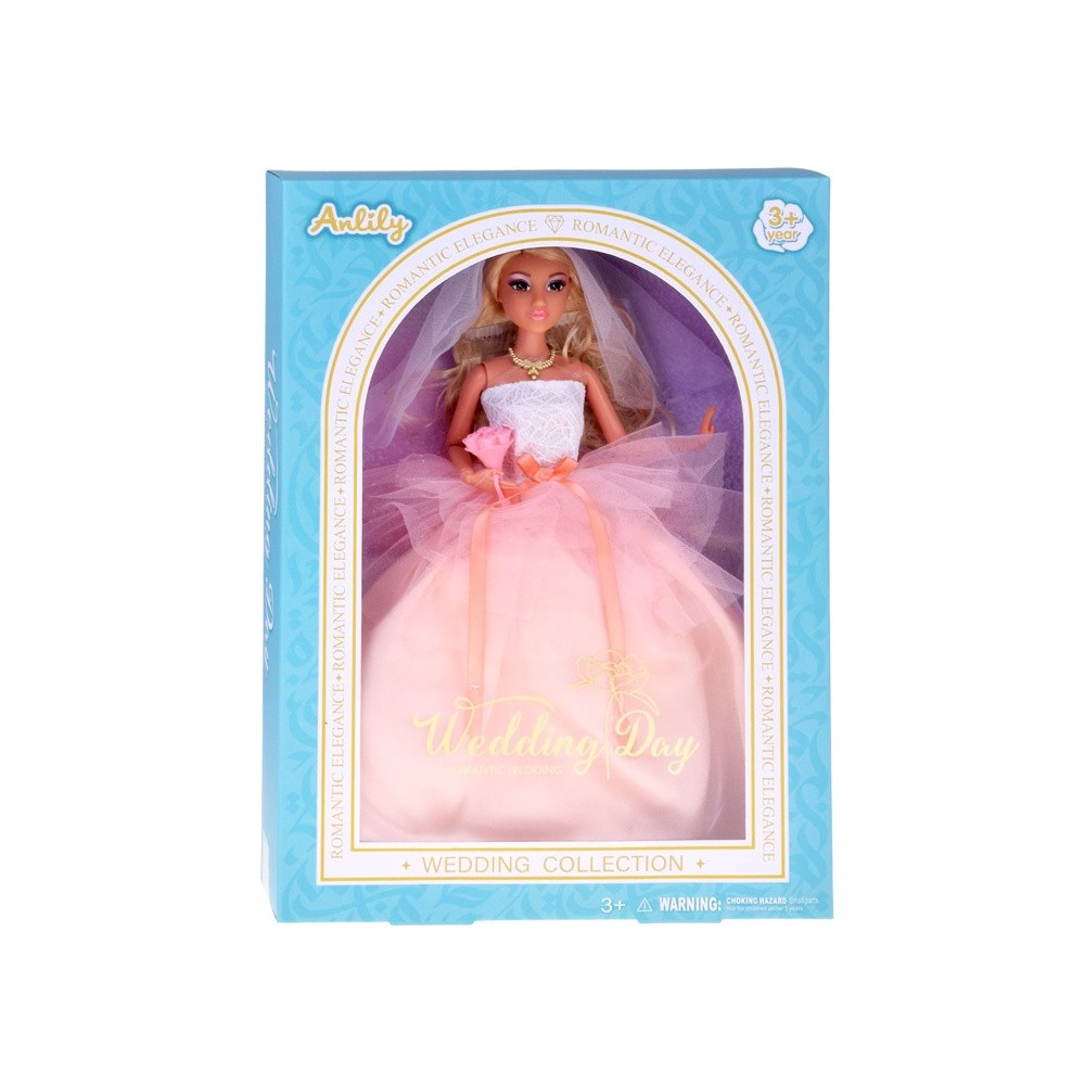 Anlily Bábika Nevesta v svadobných šatách s kyticou a závojom Wedding Collection