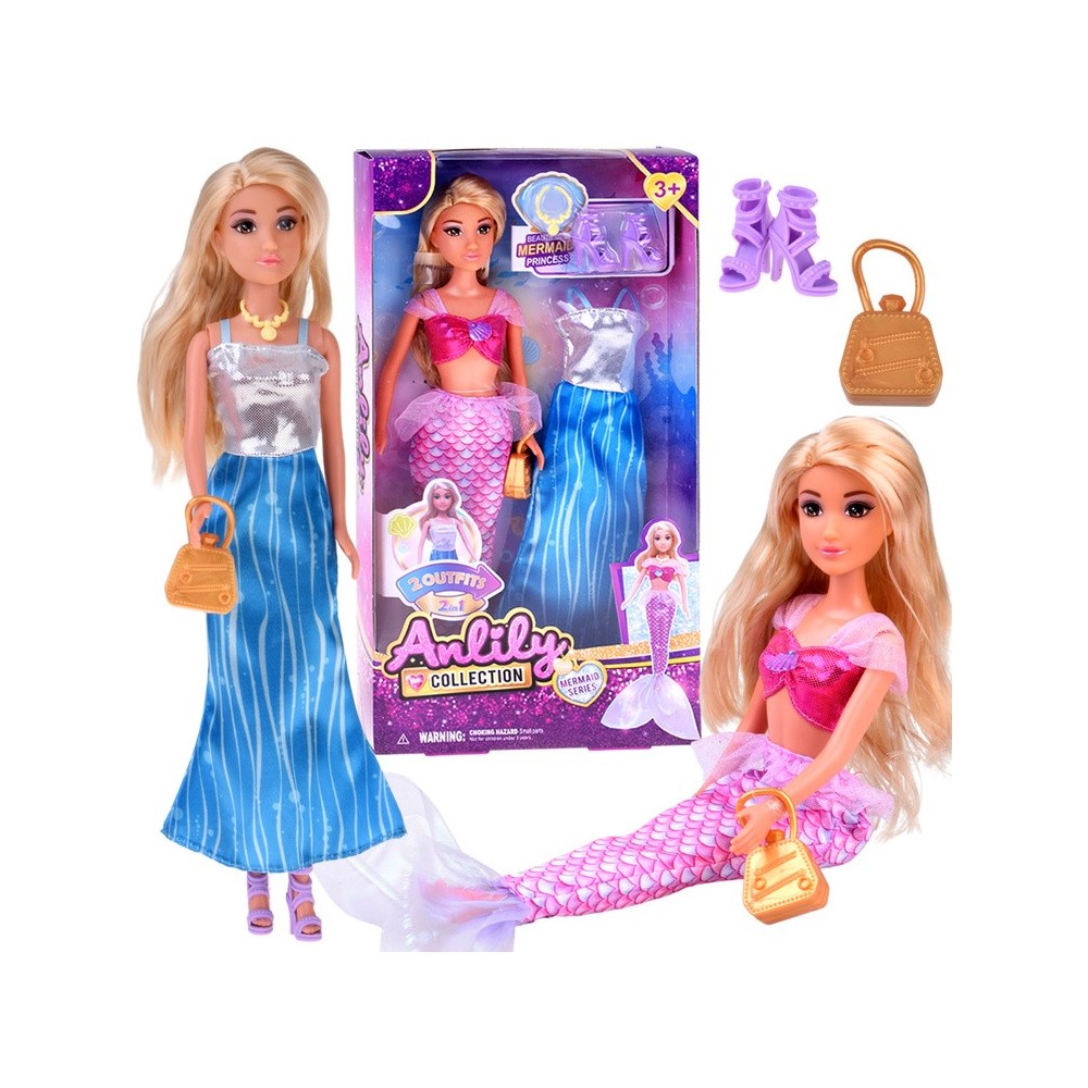 Anlily Sada Bábika Morská panna, Princezná 2v1