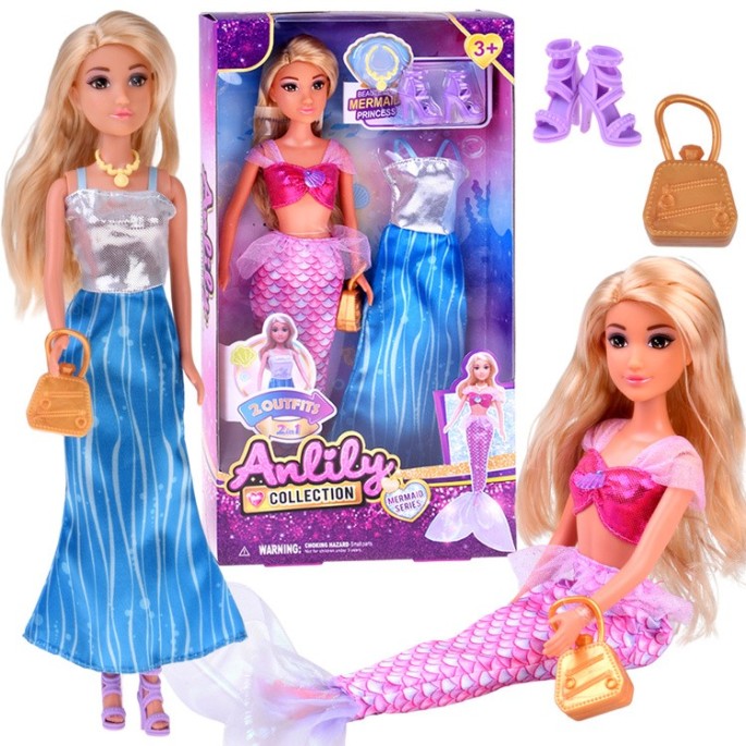 Anlily Sada Bábika Morská panna, Princezná 2v1