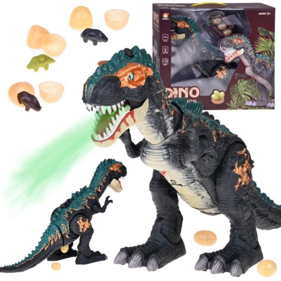 JOKO Veľký Interaktívny Dinosaurus Tyrannosaurus Rex , chodí, s Dymovým efektom, so zvukom a svetlom na batérie, dĺžka 50cm + Ot
