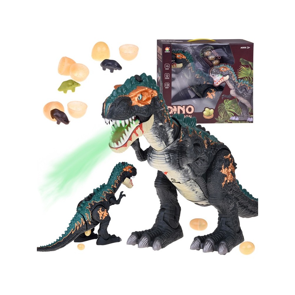 JOKO Veľký Interaktívny Dinosaurus Tyrannosaurus Rex , chodí, s Dymovým efektom, so zvukom a svetlom na batérie, dĺžka 50cm + Ot