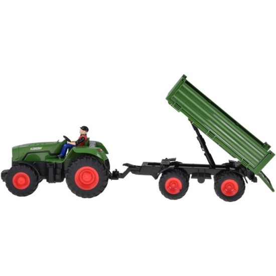 JOKO RC Traktor s vlečkou a senom na diaľkové ovládanie + USB nabíjačka, zelený
