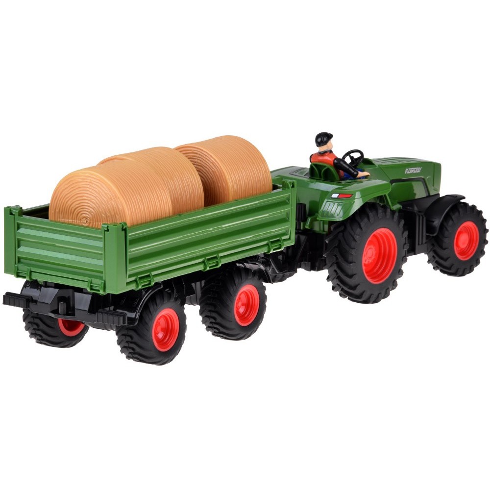 JOKO RC Traktor s vlečkou a senom na diaľkové ovládanie + USB nabíjačka, zelený