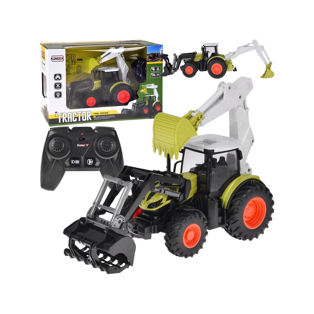 JOKO RC Traktor s bagrom a nakladačom na diaľkové ovládanie + LED svetlo