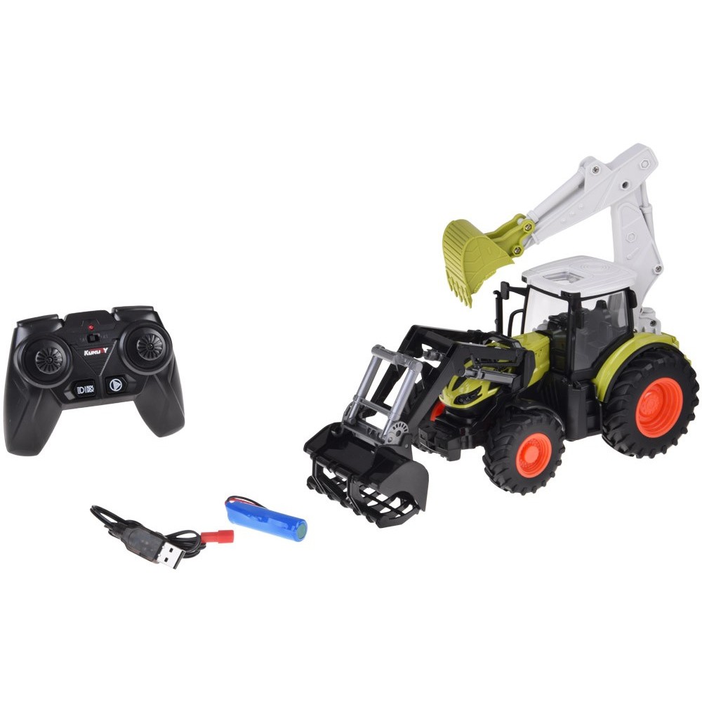 JOKO RC Traktor s bagrom a nakladačom na diaľkové ovládanie + LED svetlo