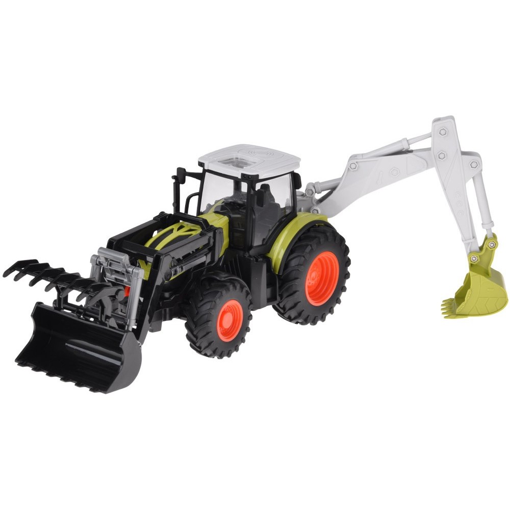 JOKO RC Traktor s bagrom a nakladačom na diaľkové ovládanie + LED svetlo