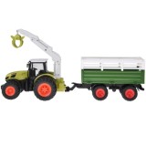 JOKO RC Traktor s vlečkou na diaľkové ovládanie s Drapákom a LED svetlom + drevo
