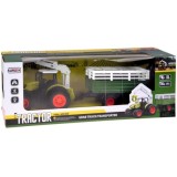 JOKO RC Traktor s vlečkou na diaľkové ovládanie s Drapákom a LED svetlom + drevo