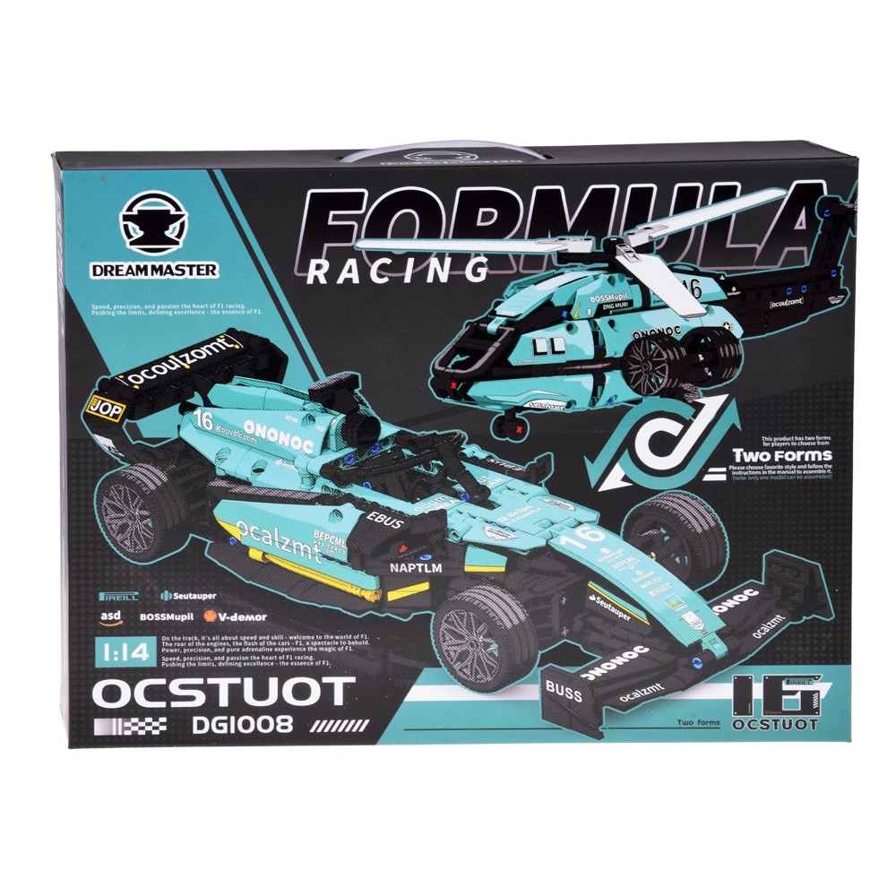 JOKO Technická stavebnica Formula F1 a Vrtulník 2v1 736ks