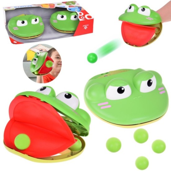 JOKO Športová hra Chyť loptu do Lapača - papule žabky + 4 loptičky, zelená