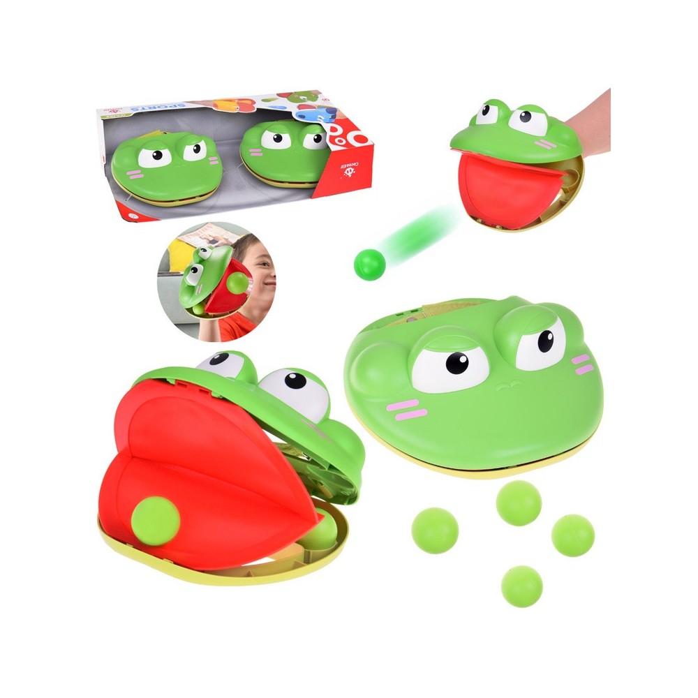 JOKO Športová hra Chyť loptu do Lapača - papule žabky + 4 loptičky, zelená