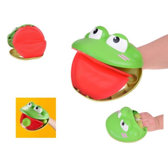 JOKO Športová hra Chyť loptu do Lapača - papule žabky + 4 loptičky, zelená