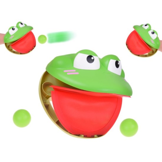 JOKO Športová hra Chyť loptu do Lapača - papule žabky + 4 loptičky, zelená
