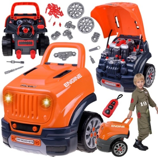 JOKO MOTOR Master Autodielňa Sada Malého Automechanika Auto Jeep Off-Road s volantom, so svetlom a zvukom, auto na učenie opravo