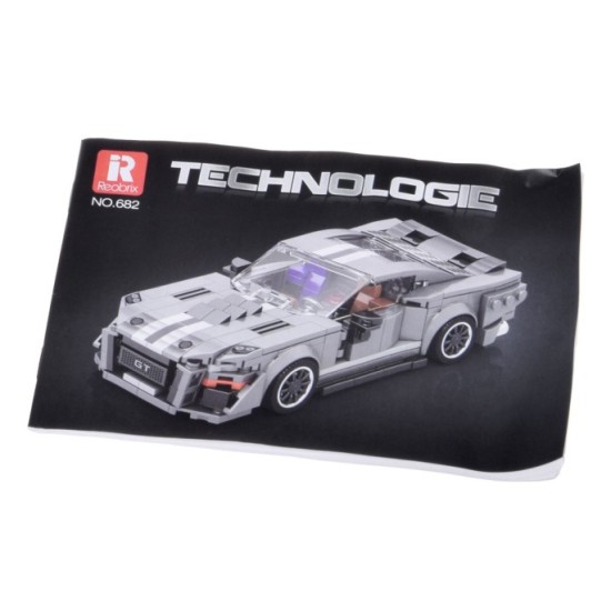 Reobrix Techická Stavebnica Pretekárske Auto GT GRAY sports 1960s, 437ks