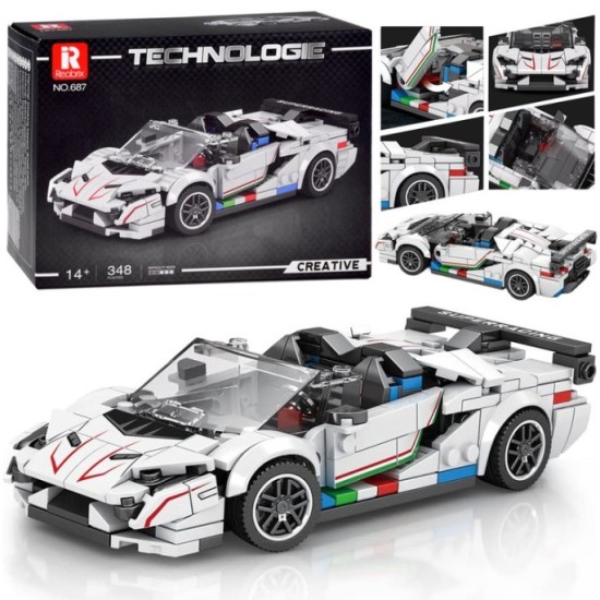 JOKO Technická Stavebnica Športové auto Kabriolet 348ks, biely