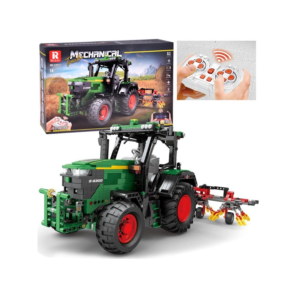 JOKO RC Technická Stavebnica Traktor s branami, pohonom 4 motorov a LED svetlom 1664ks na diaľkové ovládanie