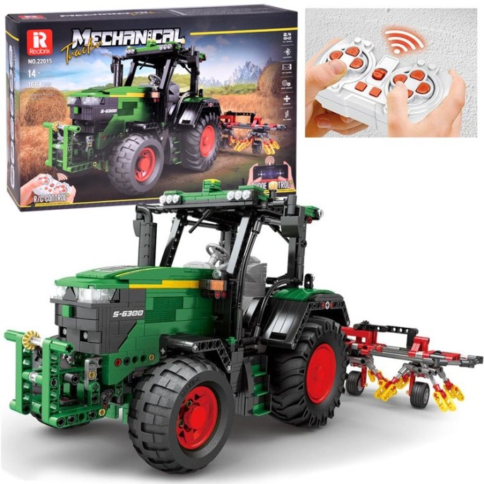 JOKO RC Technická Stavebnica Traktor s branami, pohonom 4 motorov a LED svetlom 1664ks na diaľkové ovládanie