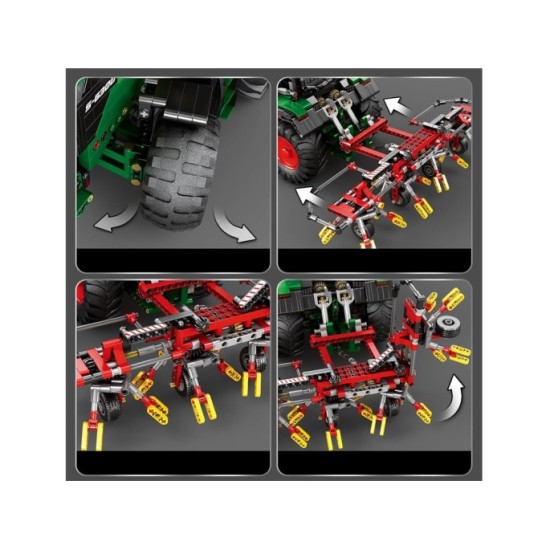 JOKO RC Technická Stavebnica Traktor s branami, pohonom 4 motorov a LED svetlom 1664ks na diaľkové ovládanie